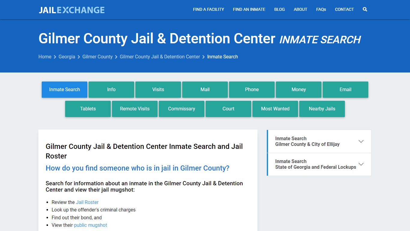 Gilmer County Jail & Detention Center Inmate Search